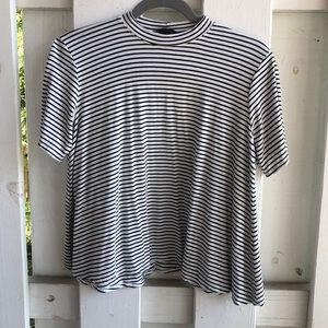 Striped A-line High Neck Tee